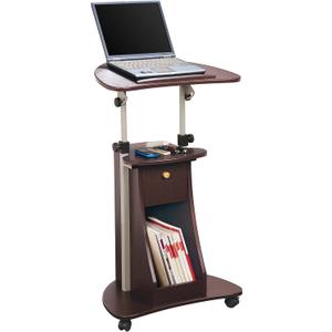 Techni Mobili Sit-to-Stand Rolling Adjustable Storage Medical Laptop Computer Cart, Chocolate, B005