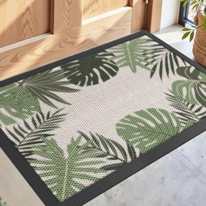 DEXI Front Door Mat Outside Entrance, Summer Tropical Leaves Plant Doormat, Non Slip Dirt Resist Heavy Duty Entry Mats for Entryway, 24x36, Olive Green