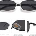 SOJOS Small Trendy Rectangle Sunglasses Womens Mens, Retro 80s 90s Y2k Chic Narrow Thin Skinny Sunnies SJ1187 (Matt Black/Grey)