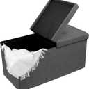 CAROLMADE 30 Inches Storage Ottoman Bench with Flipping Lid, Linen Foldable Storage Footrest, Ottoman with Storage for Living Room Holds up to 330lbs, Dark Grey, 30"D x 15"W x 15"H