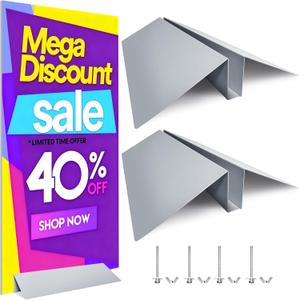 2-Pack Metal Floor Sign Stand Holders with Adjustable Foam Board Stand Base, Fits Signs 0.25"1.5" Thick, Up To 72" Tall, Compatible with Foam Board & Acrylic Glass, Base Only