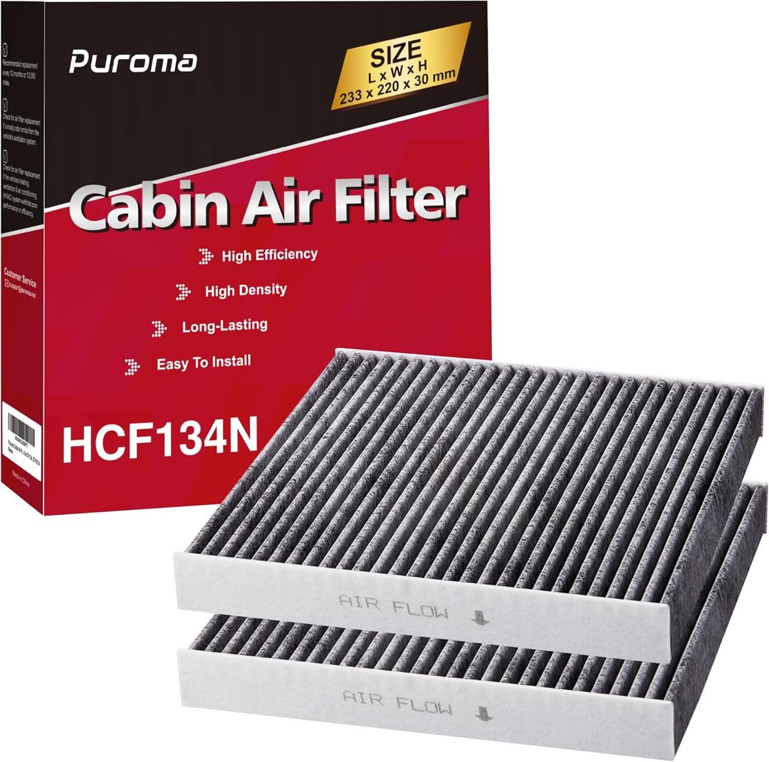 Puroma Cabin Air Filter with Activated Carbon, Replacement for CP134, CF10134, Honda & Acura, Civic, CR-V, Odyssey, CSX, ILX, MDX, RDX, AT134 (2 pc)