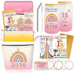 Unique 15th Birthday Gifts for Girls 15 Year Old Girl Birthday Gift Set Ideas Quinceanera Gifts for Aged Fifteen Years Trendy Birthdays Present for Teen Girl, Happy 15th Birthday Decorations for Girls