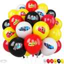 Race Cars Balloons,30 Pcs 12inch Red Yellow White Balloons Race Printed Latex Balloon for Checkered Flags Racing them Party Boys Birthday Fast Gathering Decorations Supplies