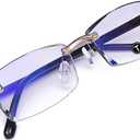 TERAISE Rimless Reading Glasses Fashion Diamond Cutting Design Anti-Fatigue Clear Lens Spectacle Readers for (Blue)