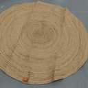 Hausattire Hand Woven Jute Braided Rug, 4’ Round – Natural, Reversible Boho Entry Area Rugs for Kitchen, Living Room I Farmhouse Decorative Floor Rug, 4 Feet Round