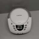 LONPOO CD Players Portable Boombox with FM Radio/USB/Bluetooth/AUX Input and Earphone Jack Output, Stereo Sound Speaker & Audio Player,White