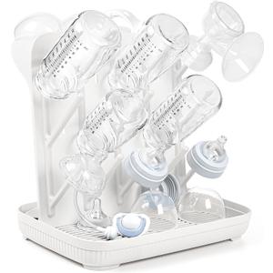 Termichy Baby Bottle Drying Rack: Large Vertical Bottle Dryer Rack Holder - Space Saving Standing Drying Rack for Baby Bottles and Pump Part Cleaning (White)