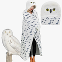 Wearable Blanket Hoodie, Snowy Owl Hooded Blanket Cloak with Gloves, Super Soft Owl Gifts for Adults Kids Birthday Holiday