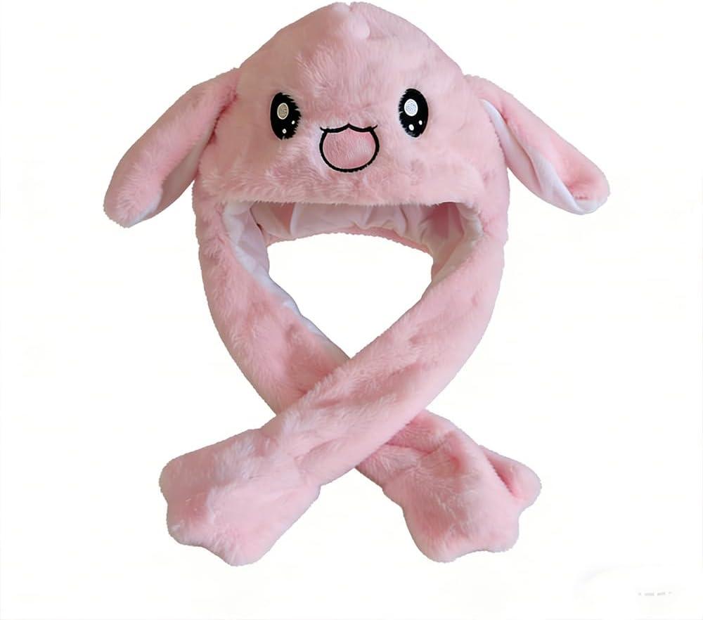 Ear Moving Jumping Hats Bunny Plush Rabbit Hats Cute Fuzzy Hats Novelty Dress Up Cosplay Party Hat