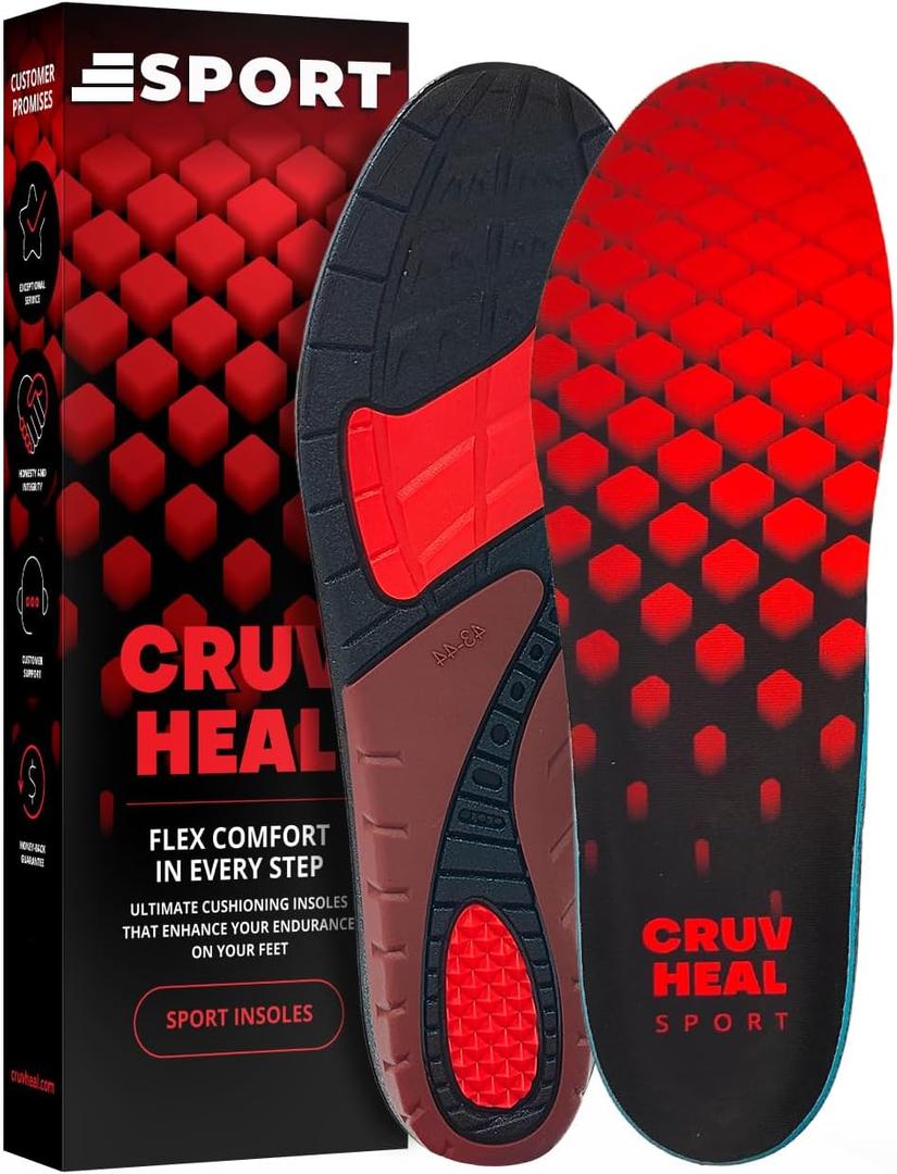 Flex Fit Sport Insoles - Medium Arch Support Inserts - Running Insoles for Sneackers - Shoe Inserts for Men and Women (Red, S) (S (Men 6-7.5 // Women 7-8.5)) Flex Fit Sport Insoles - Medium Arch Support Inserts - Running Insoles for Sneackers - Shoe Inserts for Men and Women (Red, S) (S (Men 6-7.5 // Women 7-8.5))