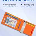 Slim Wallet for Men, Christmas Stocking Stuffers Gifts for Men Him, White Elephant Gifts for Adults Husband Boyfriend, RFID Blocking Minimalist Wallet for Men with Money Clip, Credit Card Holder (Classic Black & Orange)