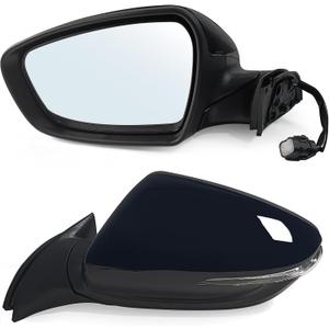 Left Driver Side Mirror Assembly Fits 2014 2015 2016 KIA Forte With Power Glass Heated Turn Signal Match to Black Replace KI1320182(6Pins)