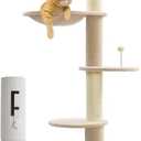 Made4Pets Floor to Ceiling Cat Tree 93-106'',Tall Cat Tower 5 Tiers, Adjustable Height, Stable Cat Tree Tower with Scratching Posts, Fluffy Condo, Hammock and Ball Toy for Indoor Cats/Kitten, Beige