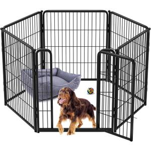 FXW Homeplus Dog Playpen for Indoor Use - Stress-Free and Safe Play, Heavy Duty 32 Inch 6 Panels Dog Pen for Puppies, Small and Medium Dogs, BlackPatented