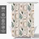 Bohemian Shower Curtains 72x72 Inch,Aesthetic Modern Boho Bathroom Curtain with Leaves and Moon, Neutral Waterproof Polyester Fabric Bath Curtain for Home Bathroom Decor (1)