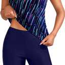 Yonique Women Two Piece Tankini Swimsuits with Shorts Athletic Bathing Suit with Swim Shorts Racerback Swimwear (Blue, S)
