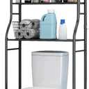 UDEAR 3-Tier Over The Toilet Rack, Bathroom Shelf Space Saver, Corner Stand Storage Organizer Accessories, The Washing Machine, with Hanging Rod, Tower Shelf, Black