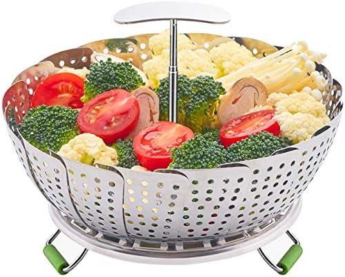 LHS Steamer Basket, Stainless Steel Vegetable Steamer Basket Insert for Veggie Fish Seafood Cooking, Expandable to Fit Various Size Pot (7.5" to 11.4") L