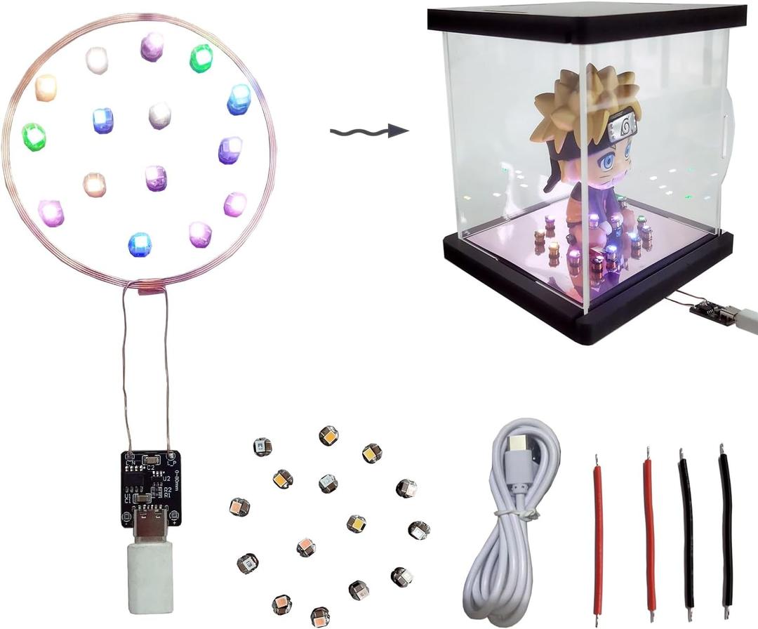 Mini LED Lights 80mm Long Distance Coil Induction Light and 12PCS Colorful High Brightness Auto Induction Lights for Art & Craft Kits Add Life Fun