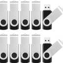 1GB USB Flash Drive 10 Pack, USB2.0 Thumb Drives Memory Stick Jump Drive with Light, Swivel USB Drive Zip Drive Bulk Flashdrive Pen Drive for Backup and Transfer, USB Storage Flash Drive Photo Stick