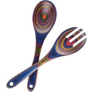 MYRAINBOW Salad Tongs, Wooden Spoons, Pakkawood Salad Tongs for Serving, 10-inch Serving Utensils Set Salad Servers Set Kitchen Cooking Utensil (rainbow gradient style)