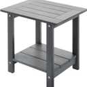 Meluvici Double Adirondack Outdoor Side Table Weather Resistant, Outdoor Rectangular Patio End Table for Adirondack Chair, Grey