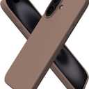 ORNARTO Compatible with iPhone 16 Case 6.1", Slim Liquid Silicone 3 Layers Full Covered Soft Gel Rubber Shockproof Phone Case, Protective Cover with Anti-Scratch Microfiber Lining-Light Brown