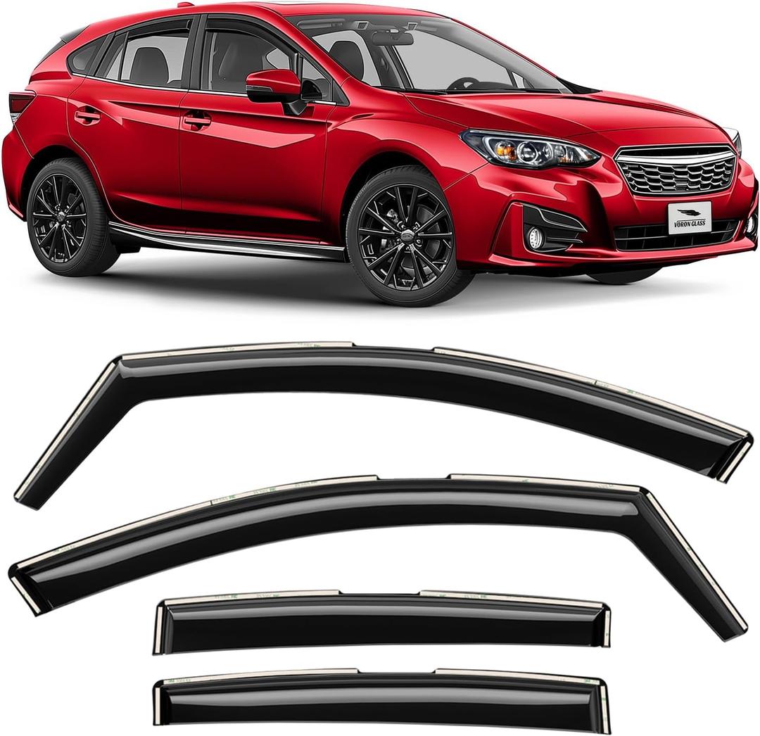 Voron Glass in-Channel Extra Durable Rain Guards for Subaru Impreza 2017-2023 Hatchback, Window Deflectors, Vent Window Visors, 4 Pieces - 200654