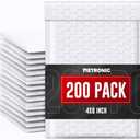 METRONIC 4x8" Bubble Mailer 200 Pack Waterproof White Small Bubble Mailers Usable Size 4x7" Self Seal Mailing Envelopes Bubble Padded for Small Business Mailing Jewelry Makeup Cards Envelope Mailers
