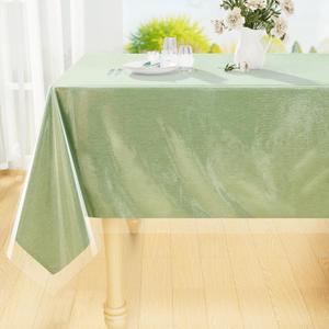Smiry Rectangle Table Cloth 60x84 Inch, Waterproof Wipeable Vinyl Tablecloths Protector, Oil Spill Proof Plastic Table Cover for Dining, Picnic, Camping, Outdoor, Clear