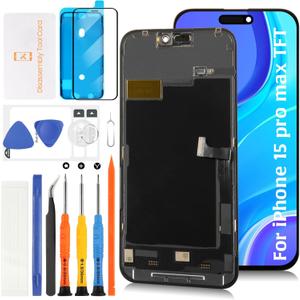TFT for iPhone 15 Pro Max LCD Screen Replacement [120Hz Promotion+Sensor Cable] Display Touch Digitizer Assembly A3106 A2849 A3105 A3108 with Repair Tools