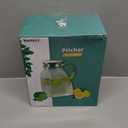 Baffect Water Pitcher, High Borosilicate Glass Jug with Stainless Steel Lid, Leakproof Fridge Door Carafe for Hot or Cold Beverage (1.8 L/63 oz.)