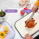 Plastic Cutting Board,Large Cutting Board Dishwasher Safe,Chopping Boards with Non-slip Feet and Juice Grooves,BPA Free,Non-Porous,Rotating Steel Ring Handle,(PURPLE, 15.35"x10.6")