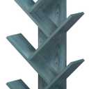 8 Tier Tree Bookshelf with Drawer, Free Standing Wood Bookcase for Narrow Space, Storage Organizer Bookshelves for Books, Book Case for Home Office, Living Room, Bedroom, Navy Blue