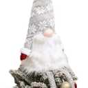 Gnome Christmas Tree Topper,Gnome Christmas Ornaments Santa Gnomes Plush Party Decoration Ornament Supplies (Gray)