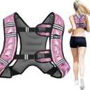 Weighted Vest, 6lb/8lb/12lb/16lb/20lb/25lb/30lb Weight Vest with Reflective Stripe, Weighted Vest for Men Women Workout Equipment for Strength Training, Running, Jogging, Fitness, Weight Loss (PU-Pink)