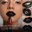 USHAS Black Lipstick, Long Lasting Matte Lipstick, Smudge Proof, Transfer Resistant Lip Color, Waterproof, Lipstick for Halloween Makeup (Black, 2Pcs) (1 Count (Pack of 1))