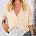 PRETTYGARDEN Women's Knit Cardigan Sweaters Casual Long Sleeve Open Front Button Up Ribbed Fall Spring Sweater Jackets (S)