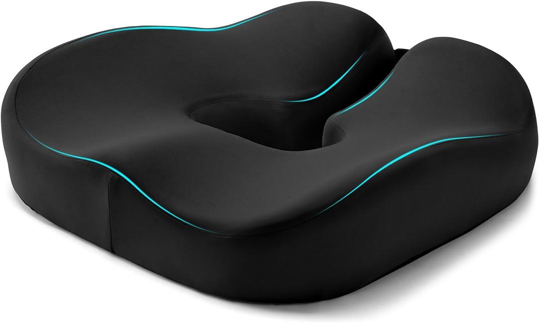 Donut Pillow for Tailbone Pain & Hemorrhoid Relief - Coccyx Seat Cushion for Sciatica, Postpartum, Sitting Pressure - Dense Memory Foam for Plush Support - Adjustable to Most Hip Shapes (Black)