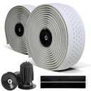 Road Bike Handlebar Tapes, White Bicycle Bar Tape with High Stain Resistance Silicone Surface, Shock Absorbing EVA Bike Grip Tapes for Handlebar (Set of 2, White)