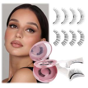 FADLASH Magnetic Eyelashes Natural Look 2 Pairs Fluffy False Eyelashes Reusable Magnetic Lashes Kit with Applicator No Glue Needed Easy to Wear and Remove (604+079)