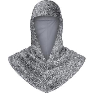 Renaissance Faux Chain Mail Coif Medieval Knight Cowl Crusader Armor Hood LARP Copsplay Costume Accessory (One Size, Silver Gray)