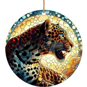 Christmas Ornament - Jaguar Panther Ceramic Ornament, Leopard Ornament, Gift for Panther Lovers, Wildlife Lovers, Christmas Tree & Animal Collectors