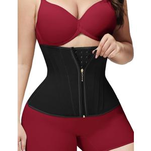 SHAPSHE Waist Trainer for Women Tummy Control Workout Waist Cincher Corset Shapewear Postpartum Body Shaper with Zipper Hook (Small, Black)