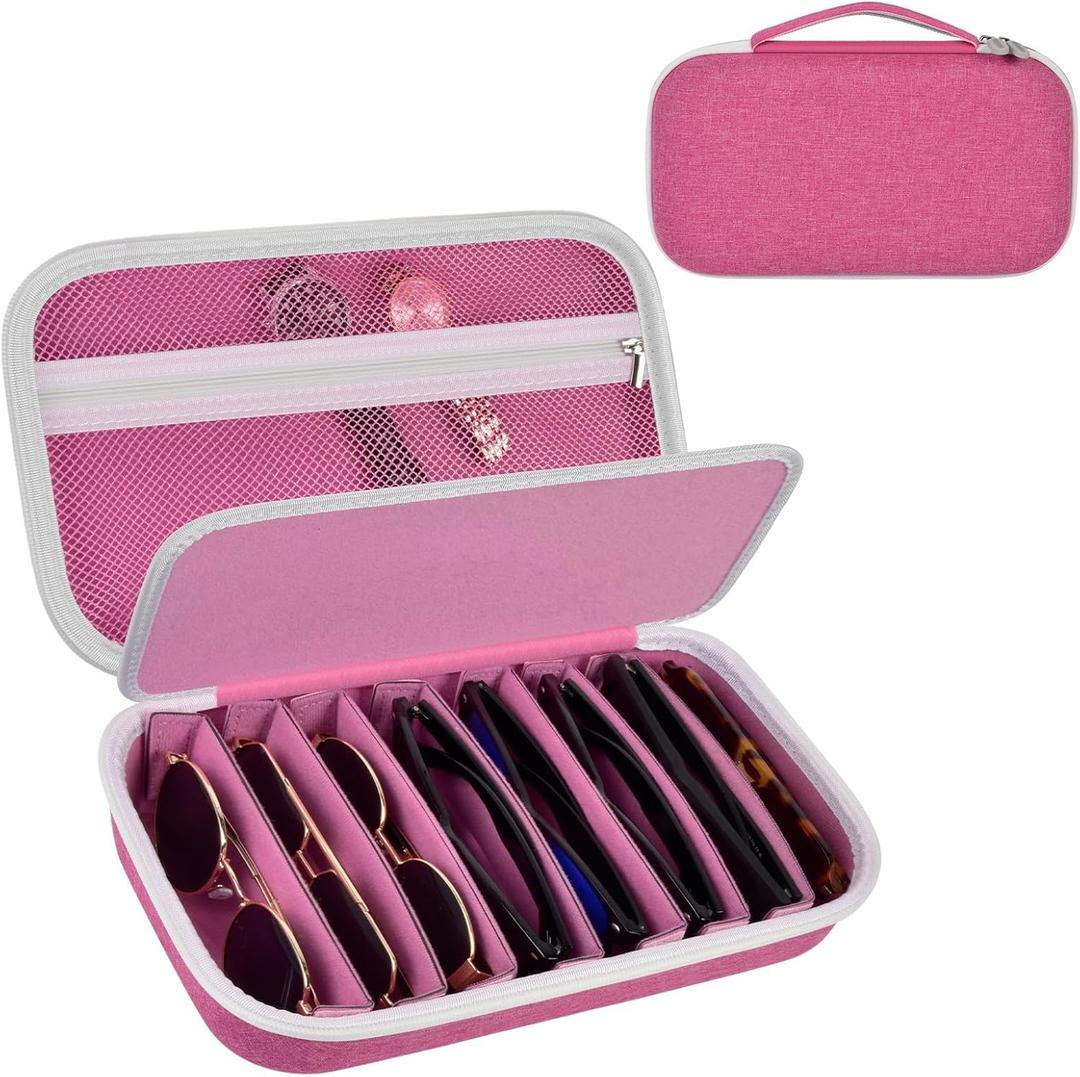Travel Sunglasses Organizer Cases for Quay Polarized Sunglasses Men Women, Trendy Sunglasse Storage Holder (Bag Only) (Pink)