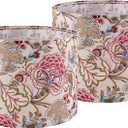 GOSO 2pcs Medium Lampshade Polyester Fiber Printing Flowers Plants Drum Lamp Shade For TableLamp,Floor Lamps,Diy Pendant Light,Spider Fitter 13 "Top x 13" Bottom x 10 "High,Assembly Required