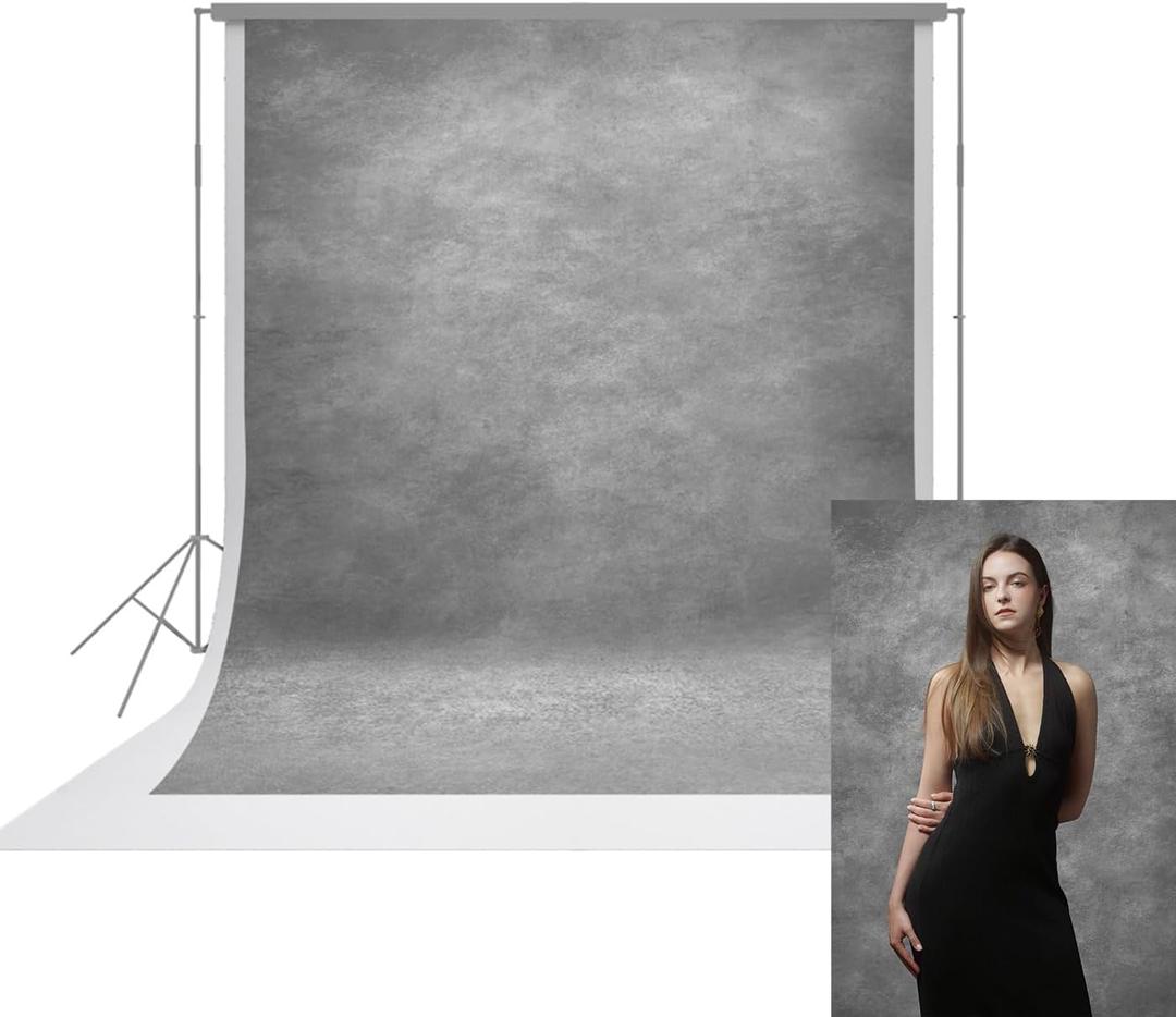 UrcTepics 8x10ft Light Grey Abstract Textured Professional Photography Backdrop for Studio, Portraits, Headshots, Filming, Booth.