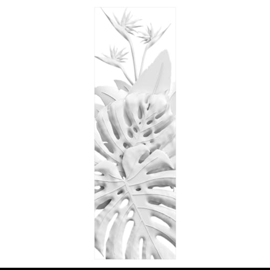 Tropical Plants Faux 3D Decorative Film, Double Sided Frosted Privacy Film for Glass Door, Reusable Static Window Cling 3D-Bamboo 22.83"X70.86"