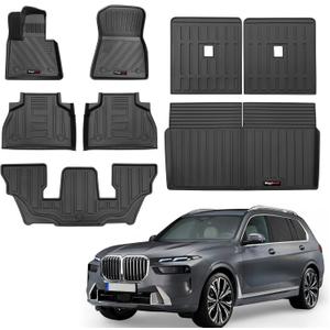 Custom for 2019-2025 BMW X7 6 Seat Floor Mats 3 Rows Cargo Mats Liner and Backrest Mat for BMW X7 G07 Accessories TPE All Weather Protection (Only for 6 Seater)